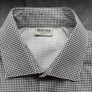 Reaction Kenneth Cole Monochrome Checkered Men's Shirt - Size 16-34/35